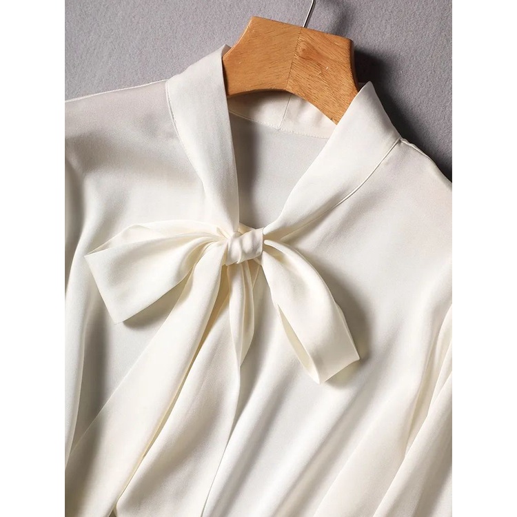 Áo Sơ Mi Chiffon Màu Sắc Trơn Thắt Nơ Xinh Xắn Thời Trang Cho Nữ