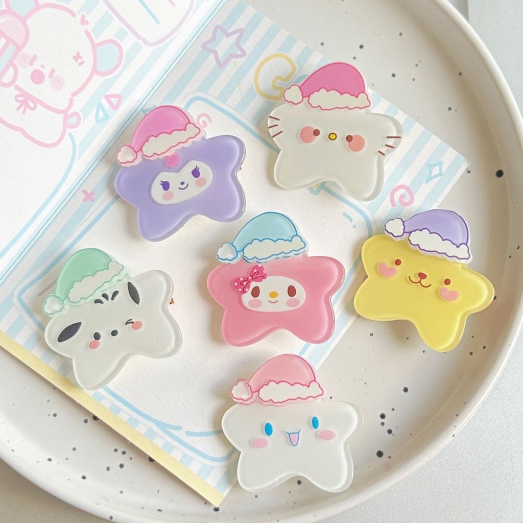 Sanrio Kẹp Tóc Nhựa acrylic Hình Hello Kitty / Trái Tim Dễ Thương Cho Nữ Thời Trang