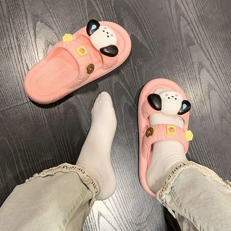 Dép Sandal Đế Xuồng Chống Trượt Thoải Mái In Hình Cún Hoạt Hình Thời Trang Dành Cho Nữ