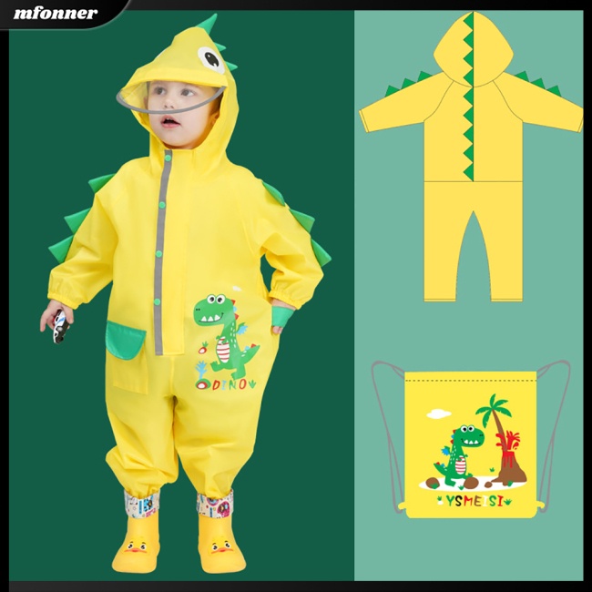 Áo Mưa Liền Thân Có Mũ Trùm Họa Tiết Hoạt Hình Phản Quang Xinh Xắn Dành Cho Bé