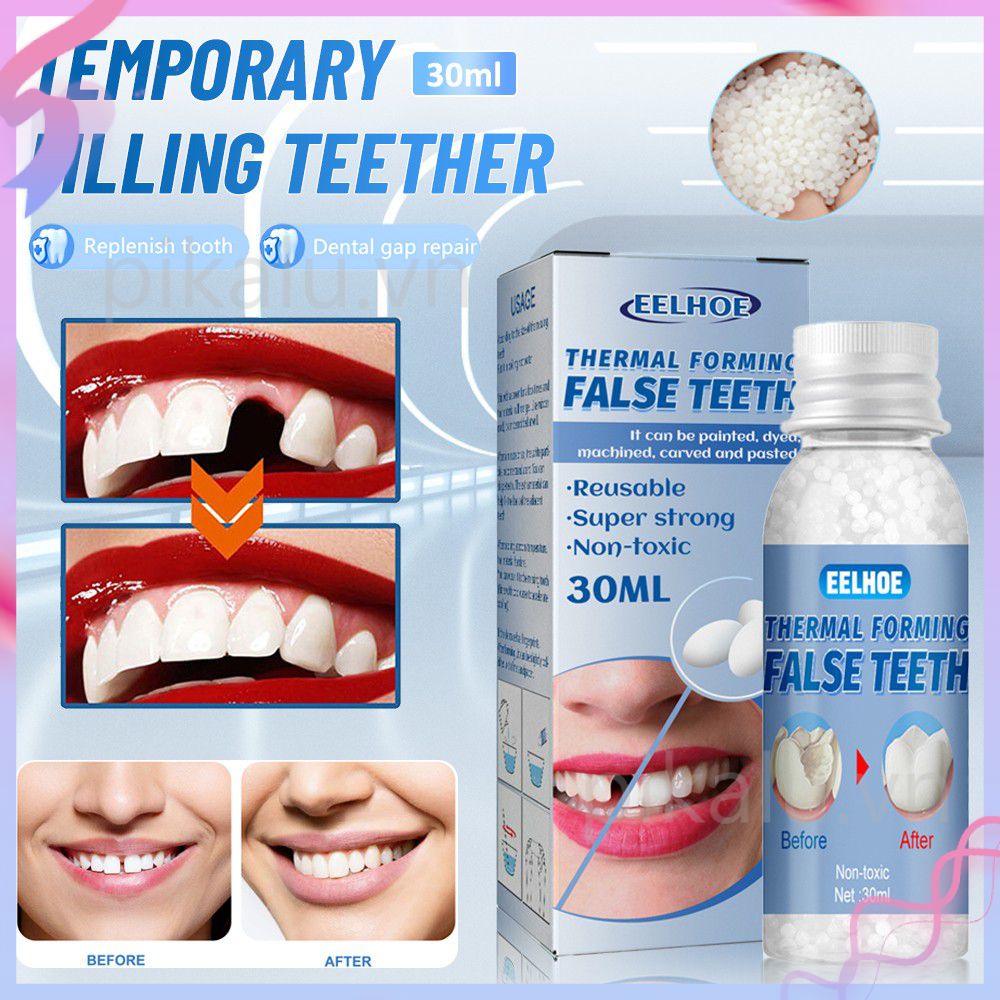 EELHOE READY10g/20g/30g Trám răng Bộ dụng cụ sửa chữa răng tạm thời Răng giả thay thế Răng giả bị mất Răng thay thế Răng giả Keo đặc 30g -pikalu