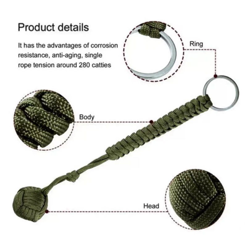 Bảo vệ an ninh monkey fist chuỗi chìa khóa đa chức năng tự vệ