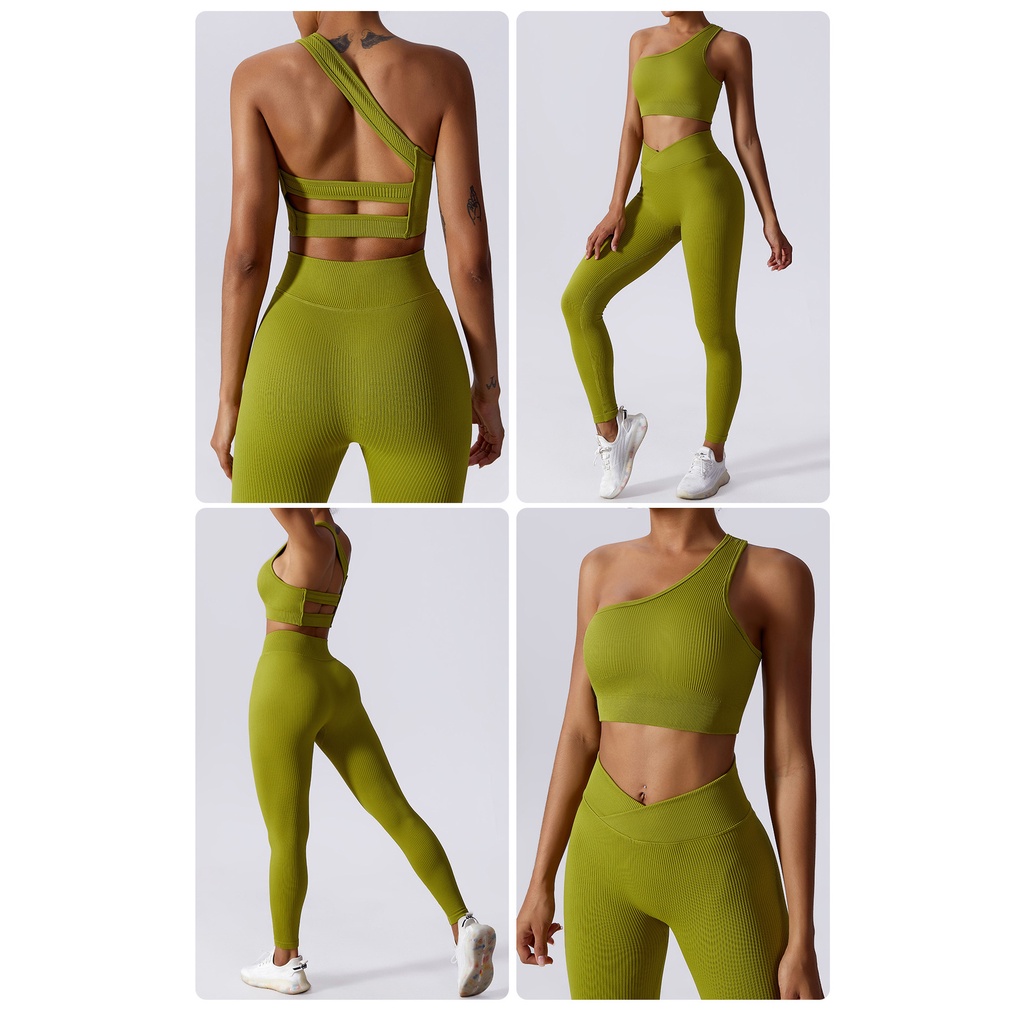 Yoga sports set gân dây đeo đơn và quần short thể thao high-rise