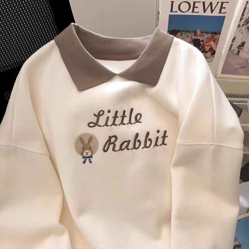 Áo Sweater Cổ POLO Dáng Rộng Màu Sắc Tương Phản Thời Trang Xuân Thu 2023 Cho Nữ