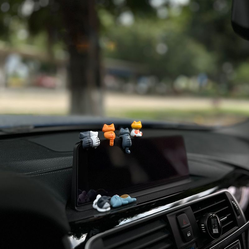 Phụ kiện nội thất ô tô mặt sau mèo hoạt hình dễ thương trang trí màn hình ô tô trung tâm bảng điều khiển trang trí ô tô gương chiếu hậu cá tính trang trí