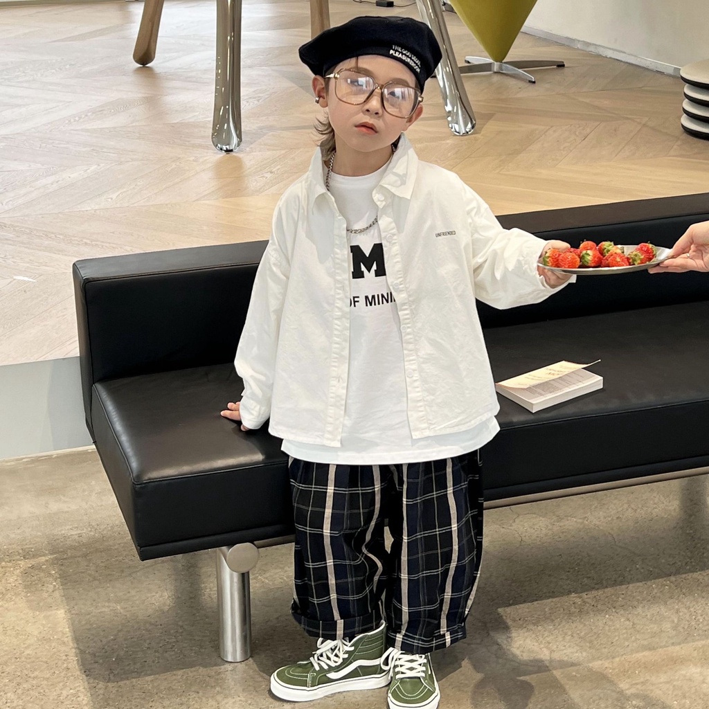 Áo sơmi bé trai NEWYORK AB695 sz 90-140, áo sơmi in hình lưng cho bé thời trang