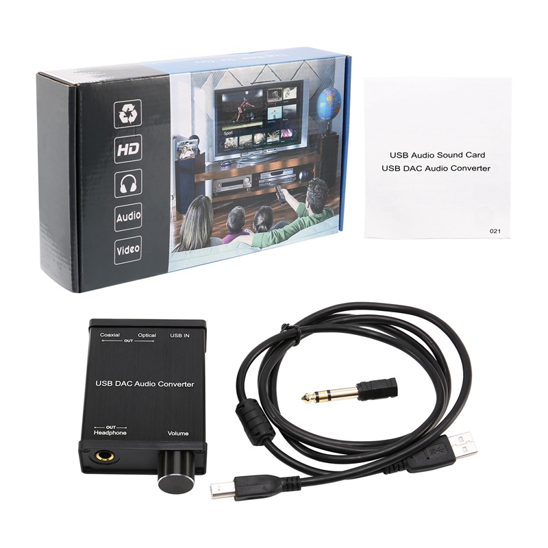 Usb to coaxial s / pdif optical 3.5mm / 6.3mm headphone converter usb dac digital to analog audio converter cho windows xp