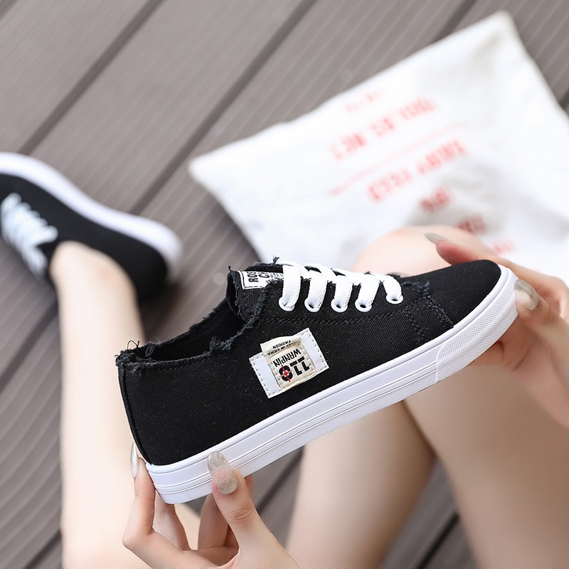 Giày Canvas Mũi Tròn Thiết Kế Mới 2023 Thoáng Khí Thời Trang Dành Cho Mùa Thu