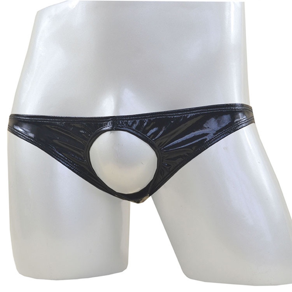 Quần lót nam quần lót giả da đen pu mềm thời trang quần lót sexy quần lót