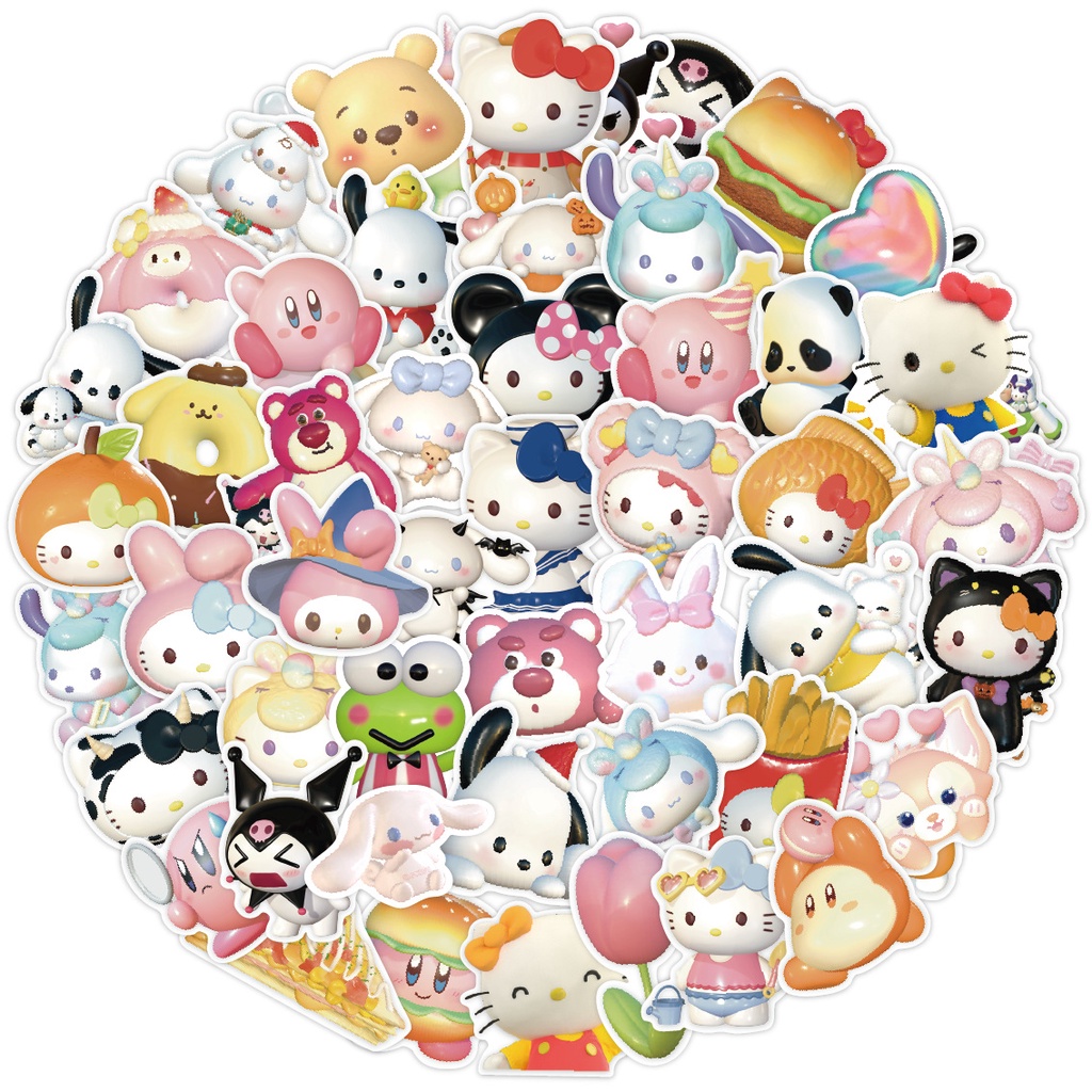 60 cái 3d sanrio hellokitty mymelody cinnamoroll pochacco dán cho mũ bảo hiểm xe đạp tài khoản tay bút chì hộp đề can lanlanstickersworld