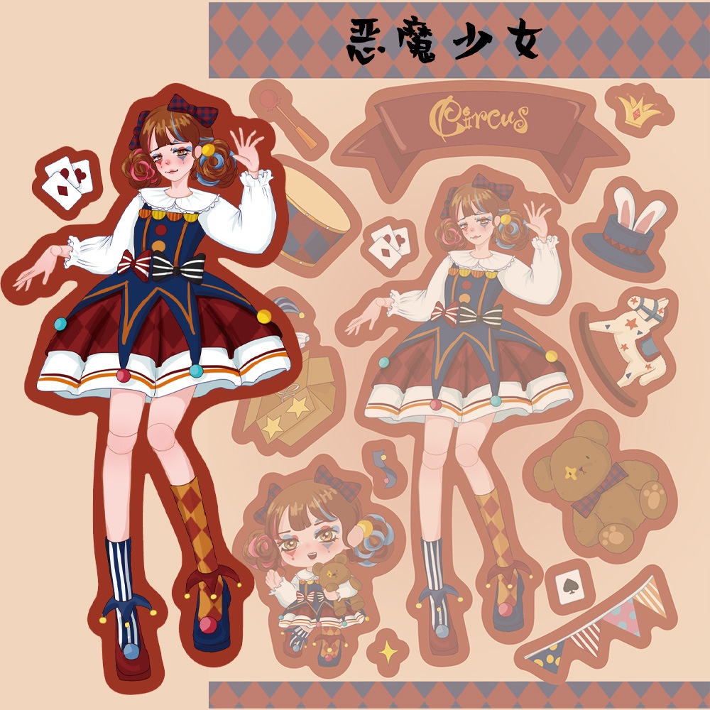 Bộ 8 Miếng Dán Trang Trí Mũ Bảo Hiểm / Bút Chì diy Hình Nhân Vật Hoạt Hình mocha girl guka