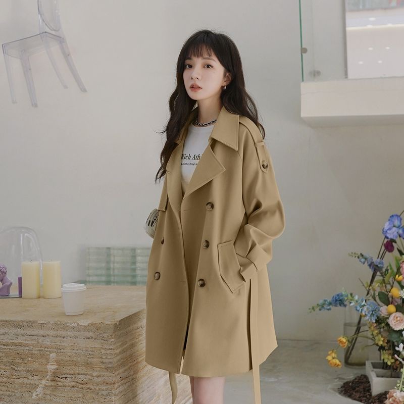 Kaki trench coat women's mid-length spring and autumn 2023 new popular overcoat