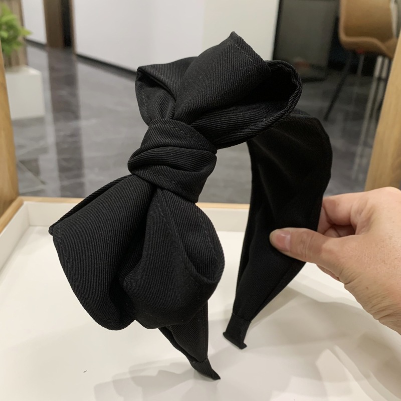 Black multi-layer bowknot headband phong cách hàn quốc high-end wide-brimmed all-match headband
