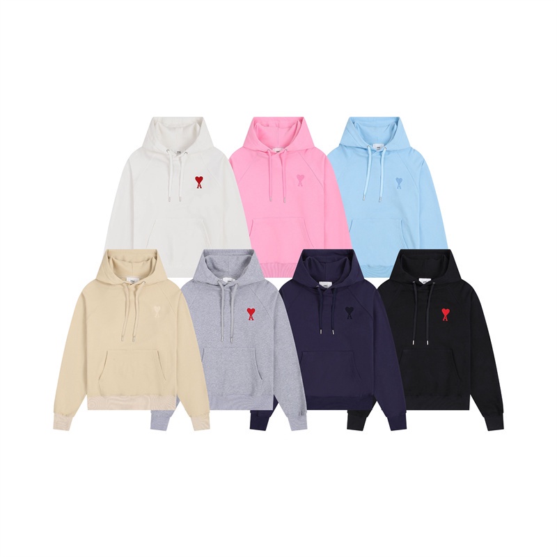 Xu hướng cổ điển am551i cặp đôi thời trang áo hoodie rời ngực thư tình nhỏ thêu thường dài tay áo chui đầu có mũ trùm đầu cộng với kích thước unisex