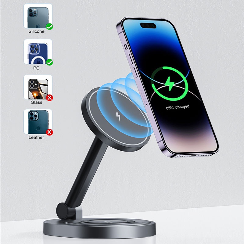 Gấp bộ sạc không dây từ tính bộ sạc nhanh 3-trong-1 cho đồng hồ tai nghe điện thoại di động iphone