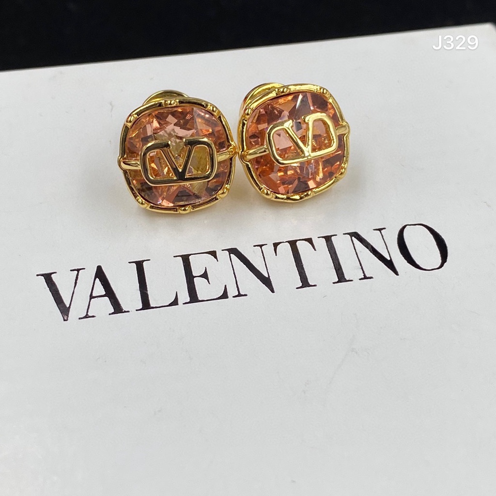 Valentino Bông Tai Thép Titan In Chữ Thời Trang Cho Nữ