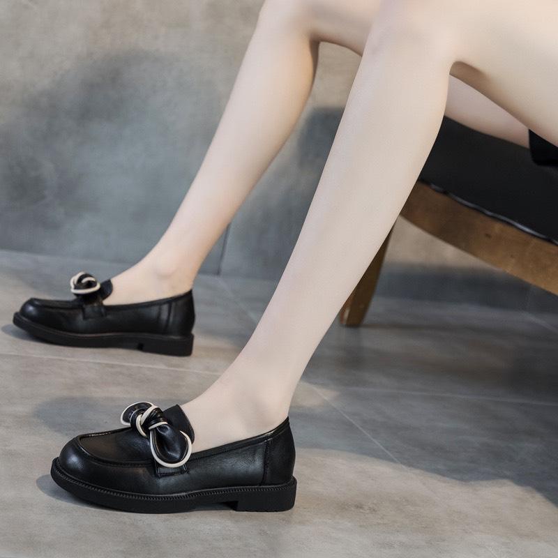 Giày búp bê -Giày lolita lười phong cách Hàn Quốc đế bằng phối hoa MSP X339