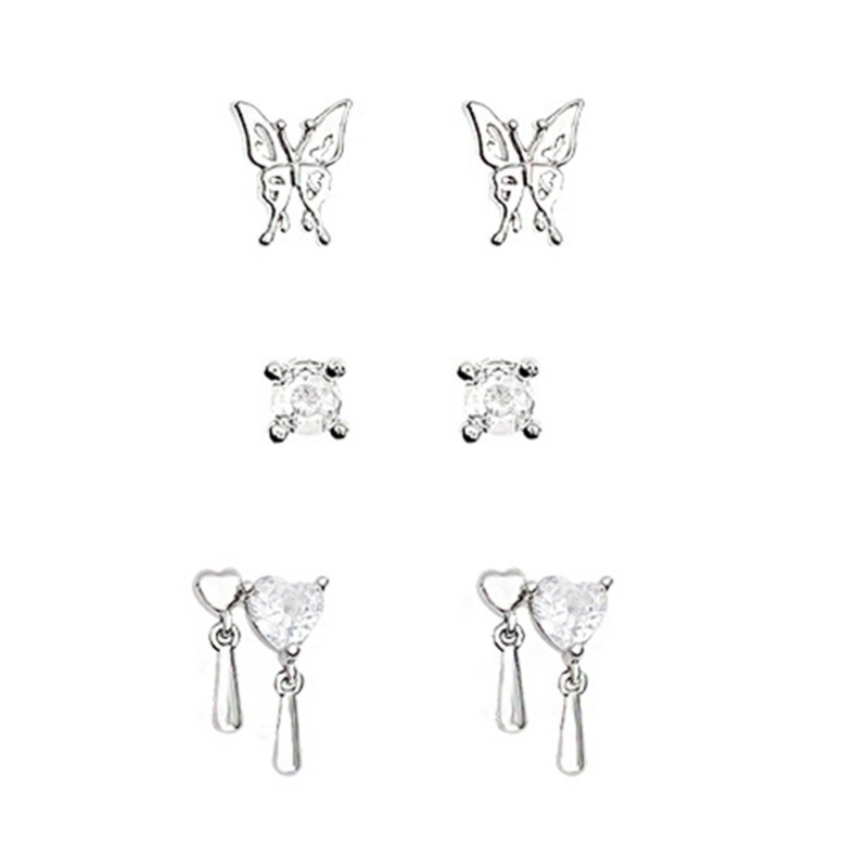 Ivy 6 chiếc micro-set zircon butterfly stud earrings punk heart earrings trang sức