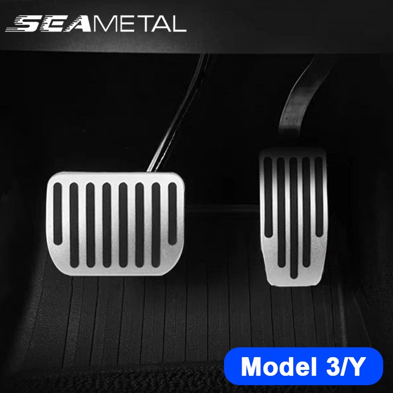 Bộ phanh và bàn đạp ga xe seametal phù hợp cho tesla model3 / y vỏ bảo vệ bằng kim loại phụ kiện nội thất 2 chiếc