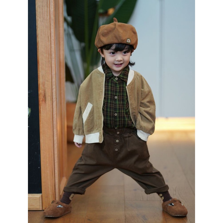 Áo Khoác Bóng Chày Bằng Vải Nhung Phong Cách Nhật Bản Thời Trang Cho Bé