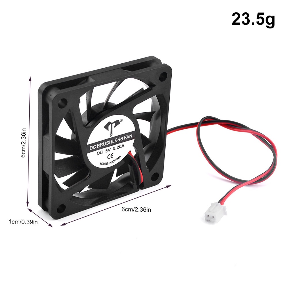 Quạt làm mát RIRIHI DC6010 5V/12V/24V 60x60x10mm không chổi than thay thế 60mm DIY PC máy tính