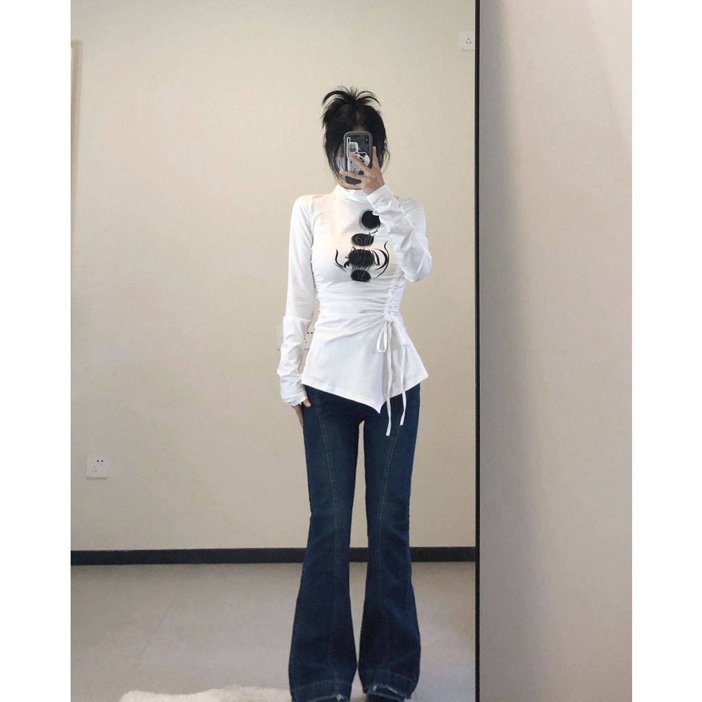 Áo Thun Tay Dài Cổ Cao Thời Trang Thu Đông Cho Nữ nk7f