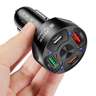 Tẩu sạc điện thoại trên xe hơi với 2 cổng USB+2PD cho xe hơi