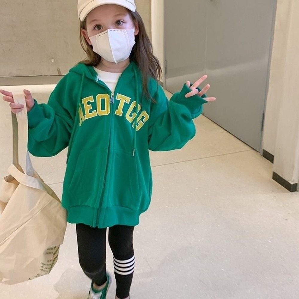 Áo khoác có mũ cho bé gái mùa thu phong cách hàn quốc áo khoác mùa xuân và mùa thu áo len lông cừu giản dị cho bé áo len cardigan phong cách phương tây