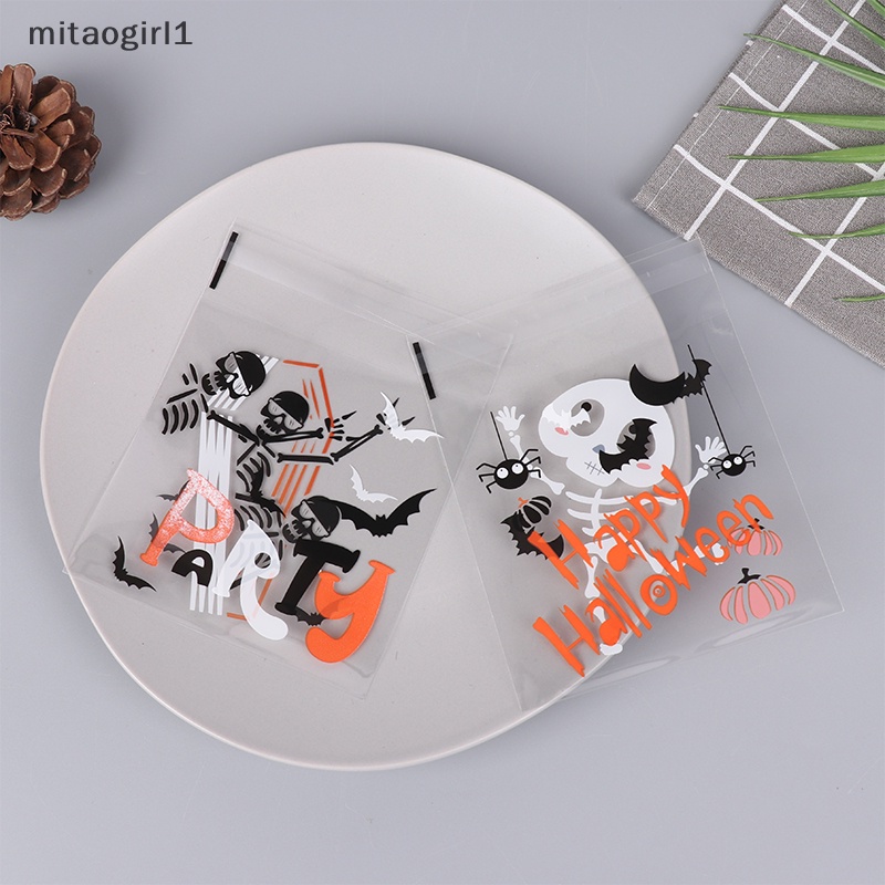 100 cái halloween kẹo nhựa bánh quy túi quà tự dính túi bọc đồ ăn nhẹ halloween đồ trang trí tiệc đồ dùng cho trẻ em quà tặng boutique