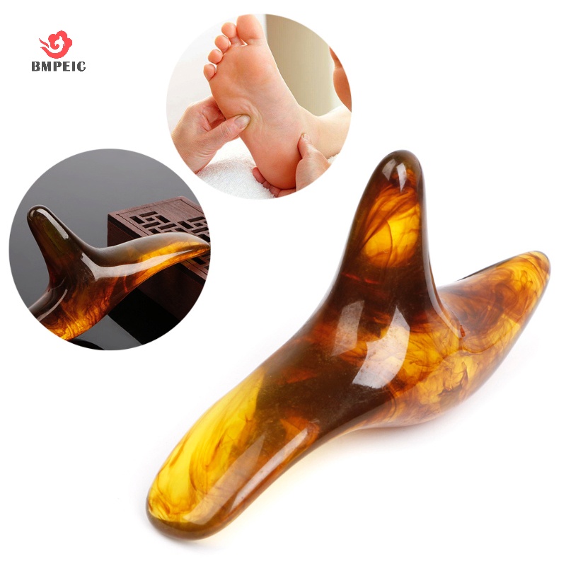 Đá mát xa châm cứu chân BMPEIC hình tam giác bằng nhựa hổ phách