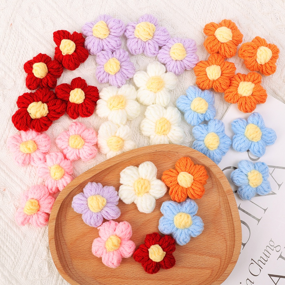 Móc Len cotton Hình Hoa Dễ Thương Dùng Trang Trí Quần Áo / Mũ / Đồ Thủ Công diy