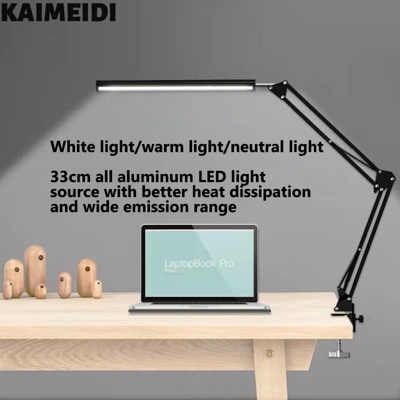 Kaimeidi led bảo vệ mắt đèn bàn gấp kim loại học đọc hình xăm thêu làm móng tay phổ quát cánh tay dài có thể điều chỉnh đèn bàn usb