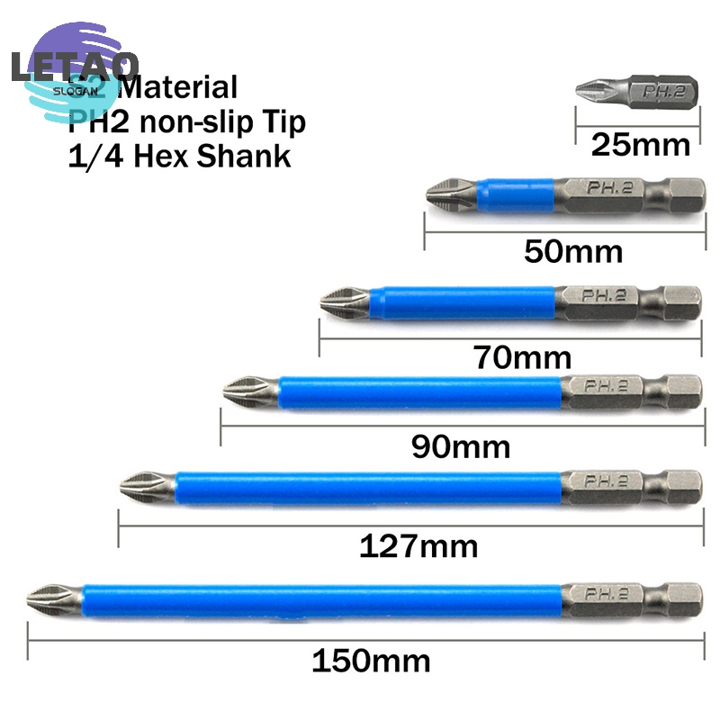 Từ chống trượt điện tuốc nơ vít bit 1/4 "Hex Shank Precision PH2 mới