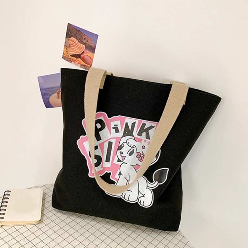 Túi Xách Canvas In Chữ Phong Cách Hàn Quốc Cho Nữ