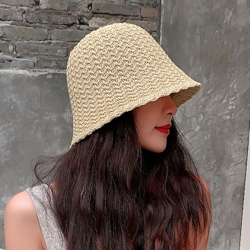 Mũ Bucket Dệt Kim Thoáng Khí Thời Trang Mùa Hè Cho Nữ