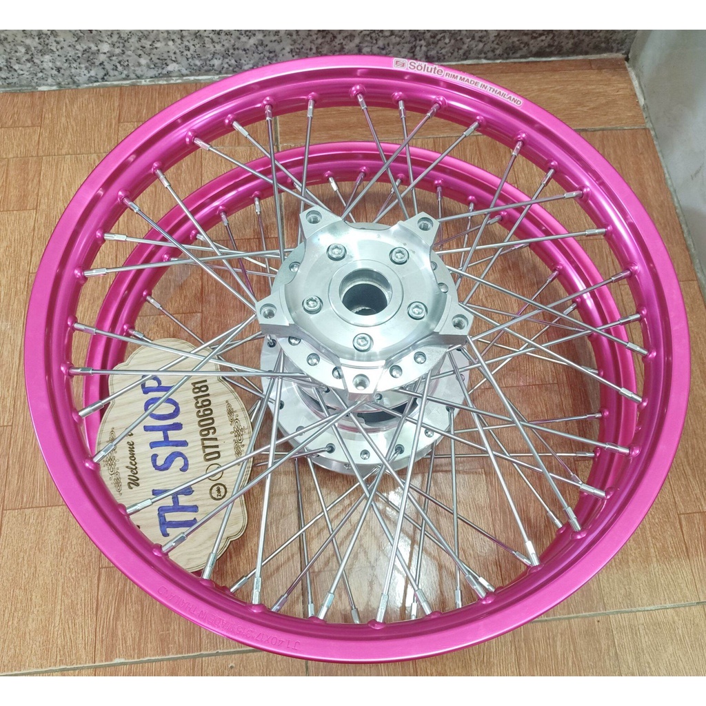 BÁNH CĂM EXCITER 150 HOẶC EXCITER 155 ĐÙM MẠ CRÔM NIỀNG NHÔM DALE SOLUTE MÀU HỒNG  THÁI LAN ĐÃ RÚT CĂM SẴN