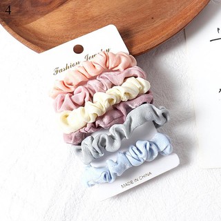 Set 4-6 Dây Cột Tóc Màu Trơn Đơn Giản Dành Cho Nữ