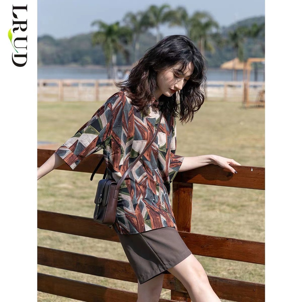 Áo Sơ Mi Chiffon Tay Lửng Nhuộm Họa Tiết Hoa Phong Cách Hàn Quốc Thời Trang Mùa Hè Cho Nữ