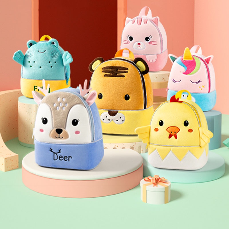 Balo Đi Học Bằng Vải Bông Siêu Nhẹ Hình Kỳ Lân Dễ Thương Dành Cho Trẻ Nhỏ Mẫu Giáo