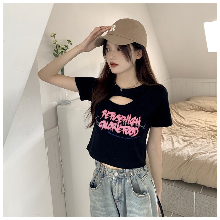 Áo thun croptop SUXI tay ngắn phong cách cổ điển thời trang mùa hè dành cho nữ