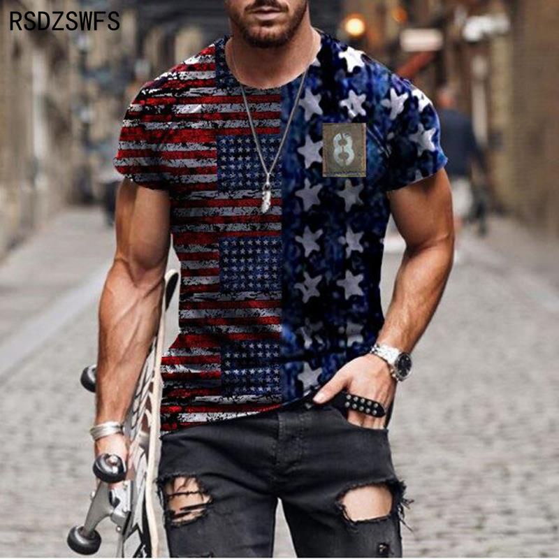 Áo Thun Thể Thao Tay Ngắn Dáng Rộng In Hình Lá Cờ 3D Thoáng Khí Thời Trang Mùa Hè 2022 Cho Nam