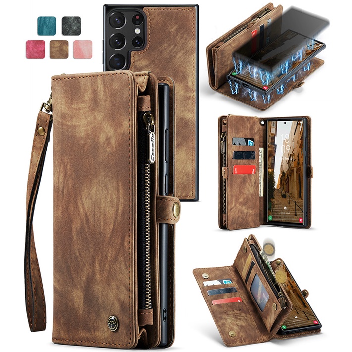 Multifunctional Business Wallet Leather Phone Case For Samsung Galaxy S21 Ultra S20 FE Note 10 Plus 20 Ultra A71 A51 A30S A50 A50S A20 A30 A12 S10 Plus Casing 2 in 1 Magnetic Back Cover