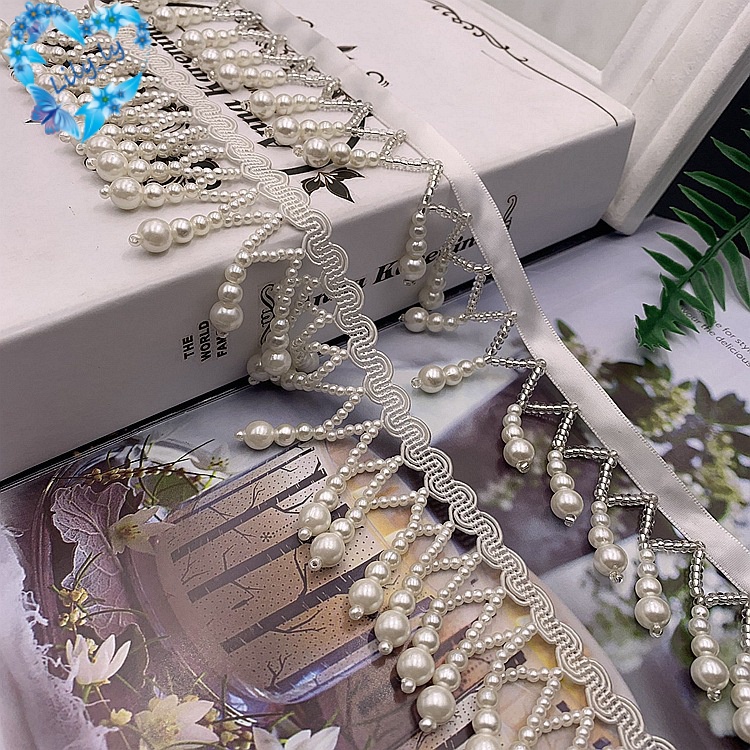 2030095 Bông Tai Mã Vạch Tua Rua Hạt Giả Ngọc Trai Handmade Phong Cách Dân Tộc
