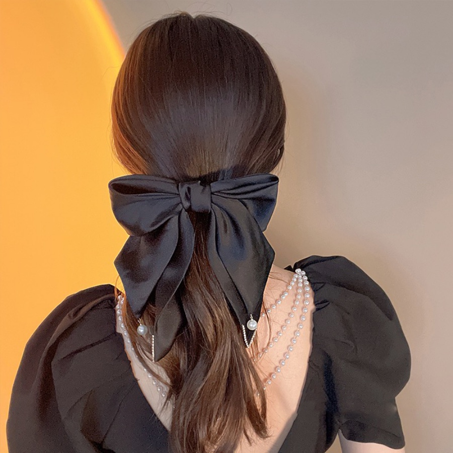 Kẹp Tóc Hình Nơ Phối Lưới Đính Ngọc Trai Phong Cách Hàn Quốc Thời Trang Cho Nữ