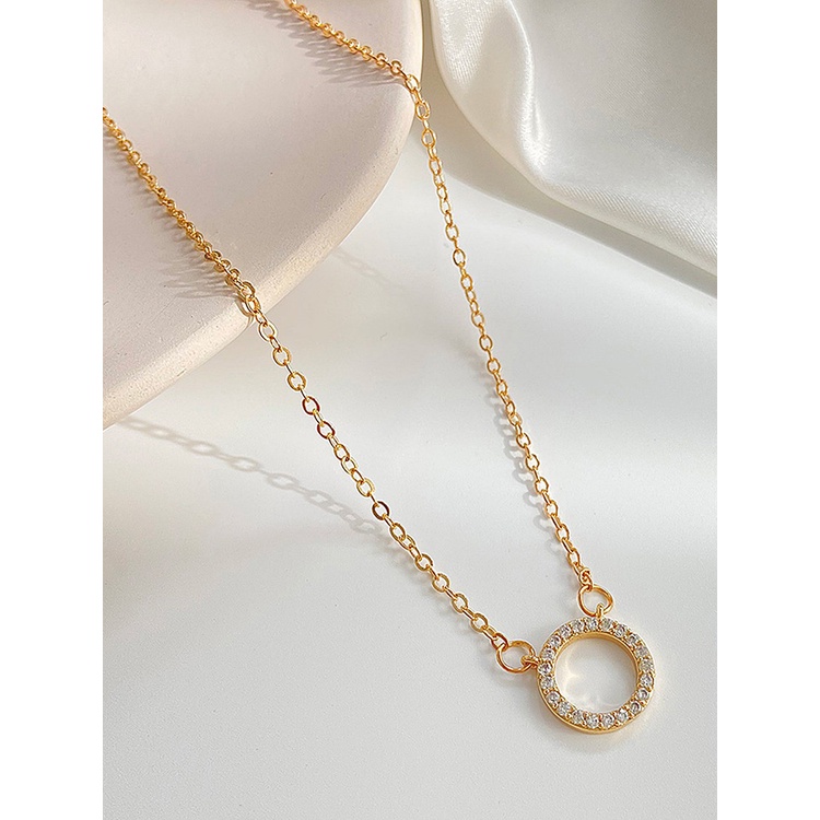 Vòng cổ Mặt Tròn Nhỏ Đính Đá Zircon Đơn Giản Sang Trọng Cho Nữ