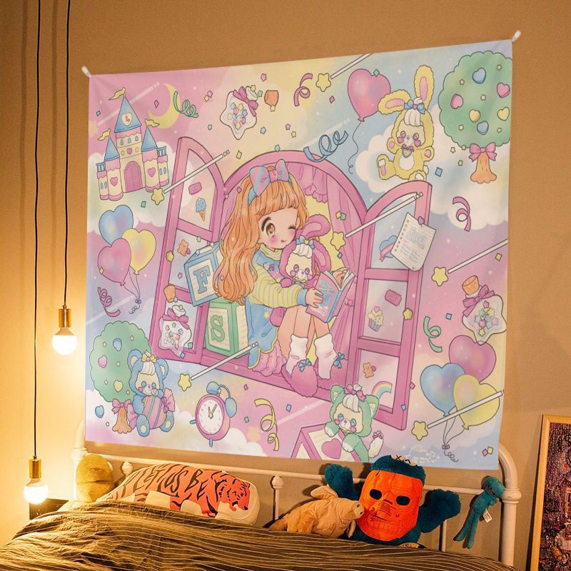 Thảm Treo Tường Họa Tiết Anime Nhật Bản Phong Cách Harajuku