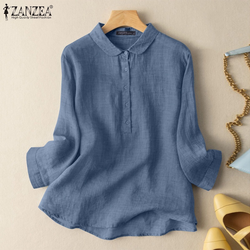 Áo sơ mi nữ ZANZEA dài tay cổ bẻ thời trang đường phố