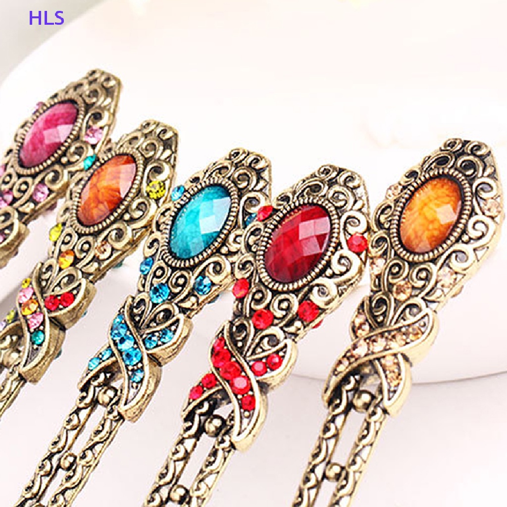 Trâm Cài Tóc Kim Loại Đính Đá Pha Lê Phong Cách Vintage Đơn Giản