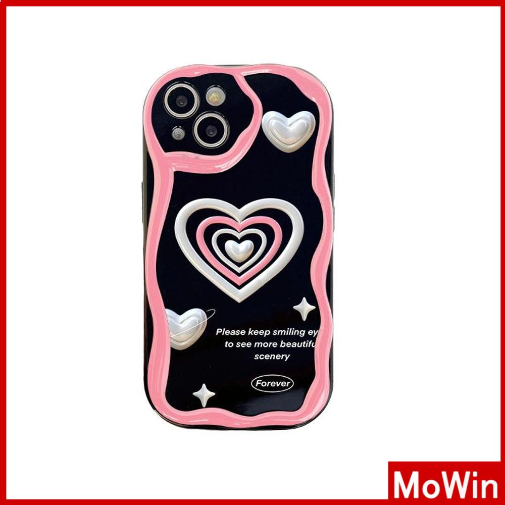 Ốp điện thoại 3D viền cong gợn in trái tim thích hợp cho iPhone 13 Pro max 12 Pro Max 11 xr xs max 7Plus 14 Pro Max