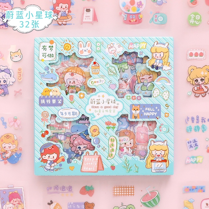 Bộ Sticker Hoạt Hình Dễ Thương Dán Trang Trí Sổ Tay Chống Nước